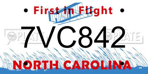7VC842 North Carolina License Plate