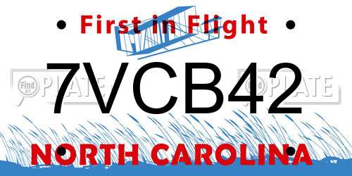 7VCB42 North Carolina License Plate