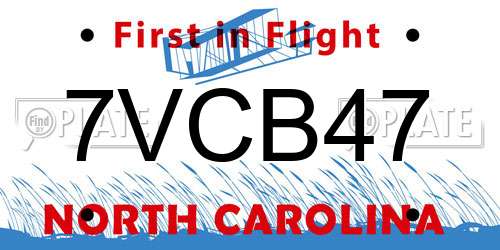 7VCB47 North Carolina License Plate