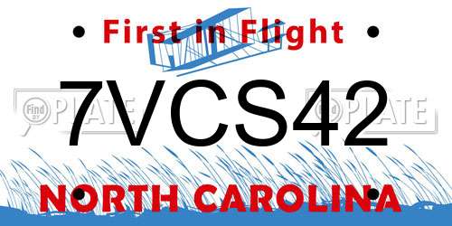 7VCS42 North Carolina License Plate
