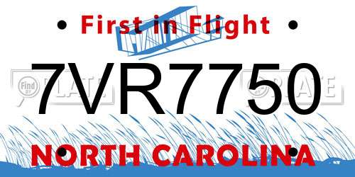 7VR7750 North Carolina License Plate