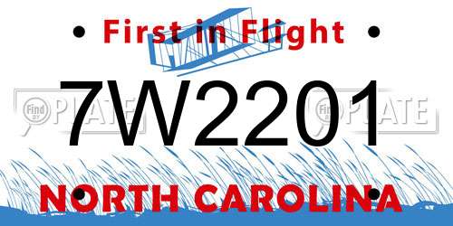7W2201 North Carolina License Plate