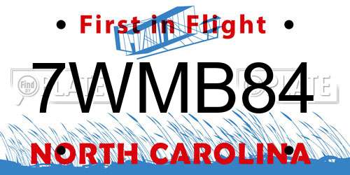 7WMB84 North Carolina License Plate