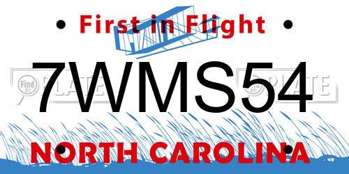 7WMS54 North Carolina License Plate