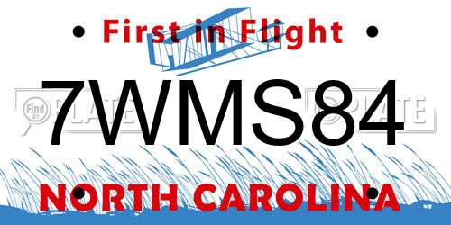 7WMS84 North Carolina License Plate