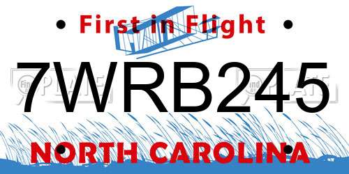 7WRB245 North Carolina License Plate