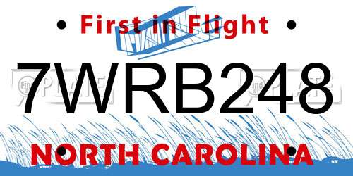 7WRB248 North Carolina License Plate