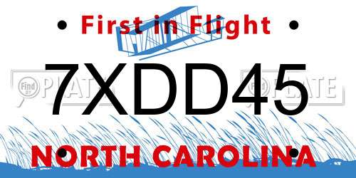 7XDD45 North Carolina License Plate