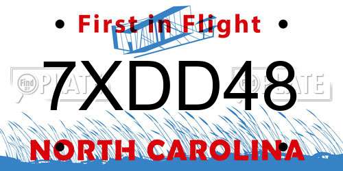 7XDD48 North Carolina License Plate