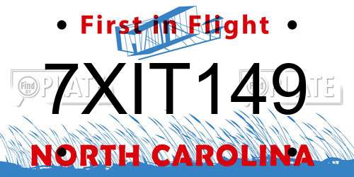 7XIT149 North Carolina License Plate
