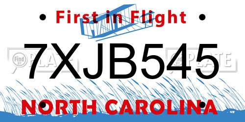 7XJB545 North Carolina License Plate