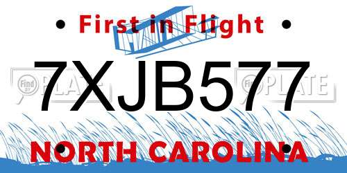 7XJB577 North Carolina License Plate