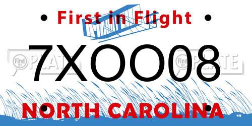 7XOO08 North Carolina License Plate
