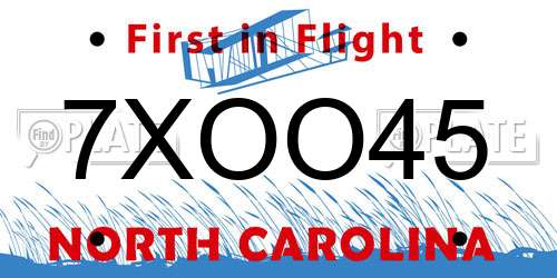 7XOO45 North Carolina License Plate