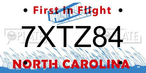 7XTZ84 North Carolina License Plate