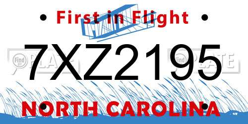 7XZ2195 North Carolina License Plate