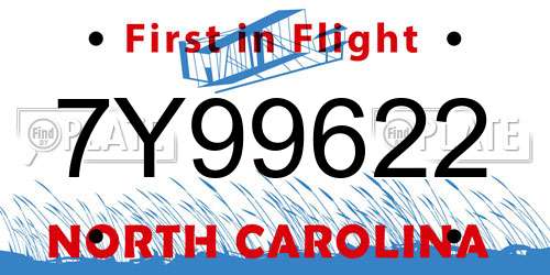 7Y99622 North Carolina License Plate