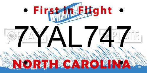 7YAL747 North Carolina License Plate