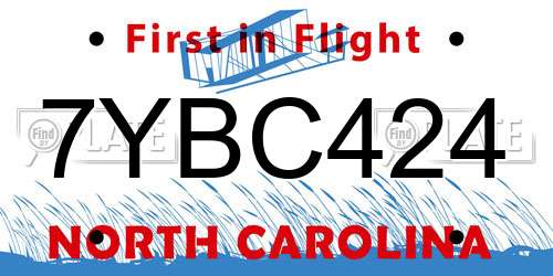 7YBC424 North Carolina License Plate