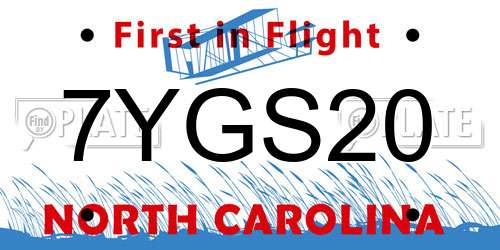 7YGS20 North Carolina License Plate