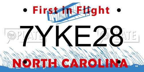 7YKE28 North Carolina License Plate