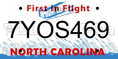 7YOS469 North Carolina License Plate