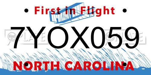 7YOX059 North Carolina License Plate