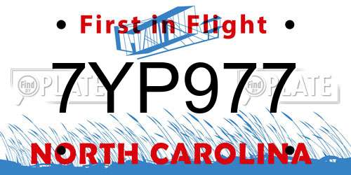 7YP977 North Carolina License Plate