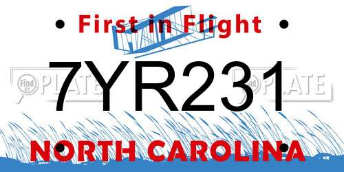 7YR231 North Carolina License Plate