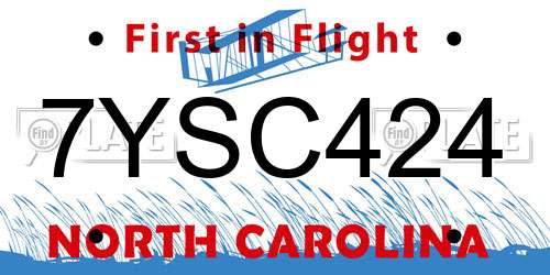 7YSC424 North Carolina License Plate