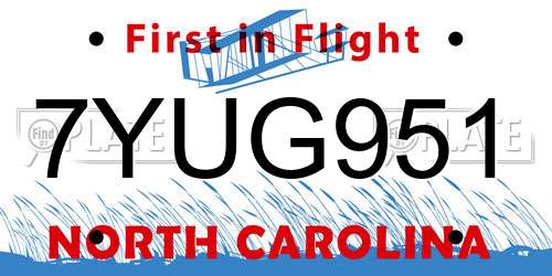 7YUG951 North Carolina License Plate