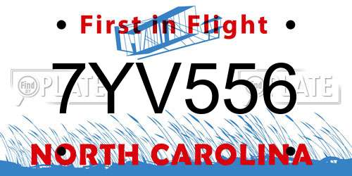 7YV556 North Carolina License Plate
