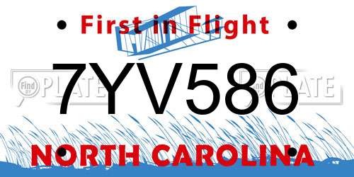 7YV586 North Carolina License Plate