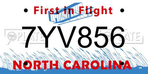 7YV856 North Carolina License Plate