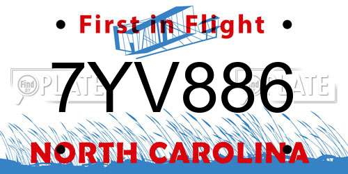 7YV886 North Carolina License Plate