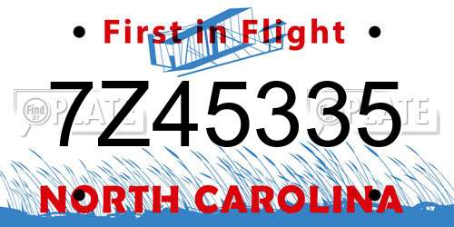 7Z45335 North Carolina License Plate