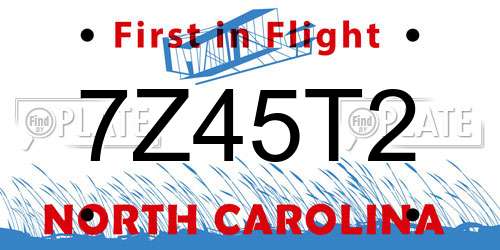 7Z45T2 North Carolina License Plate