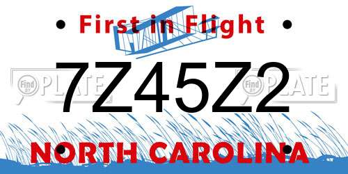 7Z45Z2 North Carolina License Plate