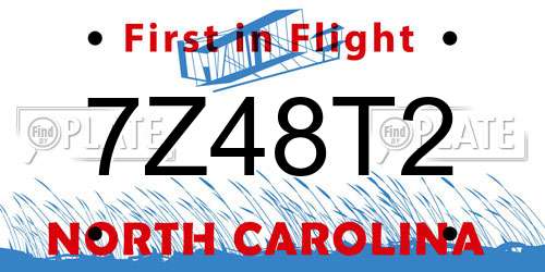 7Z48T2 North Carolina License Plate