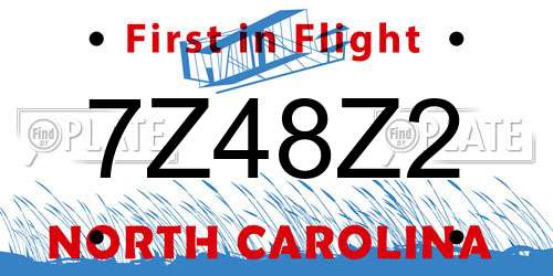 7Z48Z2 North Carolina License Plate
