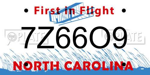 7Z66O9 North Carolina License Plate