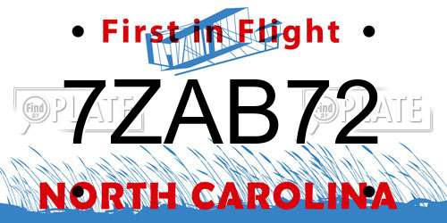 7ZAB72 North Carolina License Plate