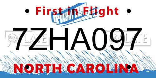 7ZHA097 North Carolina License Plate