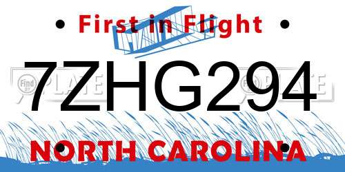 7ZHG294 North Carolina License Plate