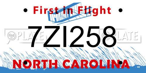 7ZI258 North Carolina License Plate