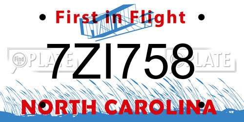 7ZI758 North Carolina License Plate