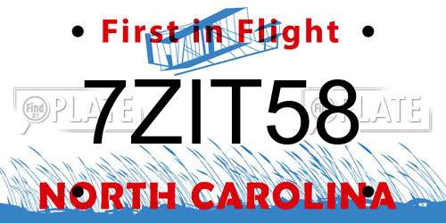 7ZIT58 North Carolina License Plate