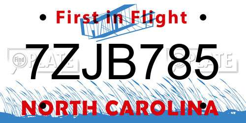 7ZJB785 North Carolina License Plate