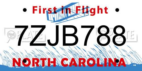 7ZJB788 North Carolina License Plate