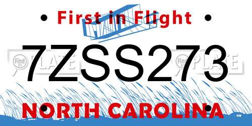 7ZSS273 North Carolina License Plate
